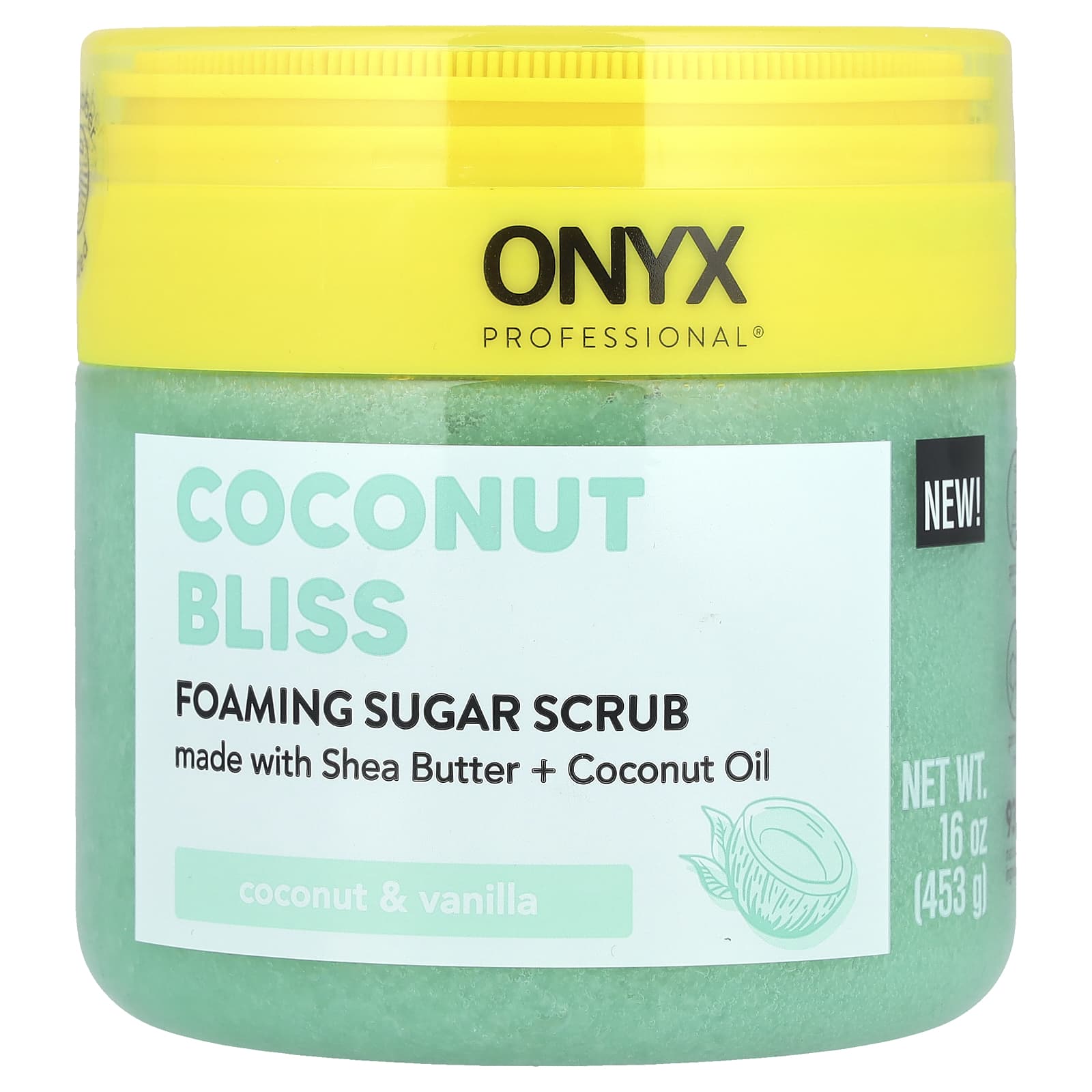 BeautyGlam Onyx Professional, Coconut Bliss, Foaming Sugar Scrub, Coconut and Vanilla, 16 oz (453 g)