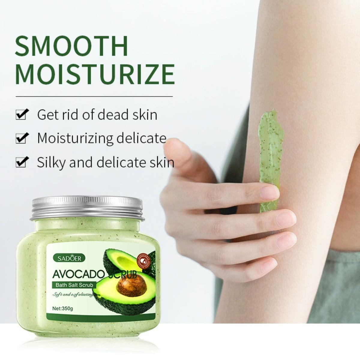 So Sweet Beauty SADOER Avocado Bath Salt Scrub Exfoliates and cleanses pores for body care 350g groen