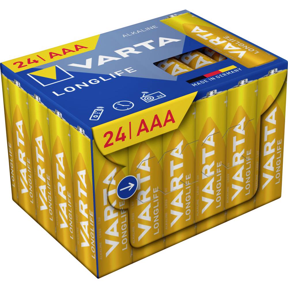 Varta Longlife AAA Cube Pack24 AAA batterij (potlood) Alkaline 1.5 V 24 stuk(s)
