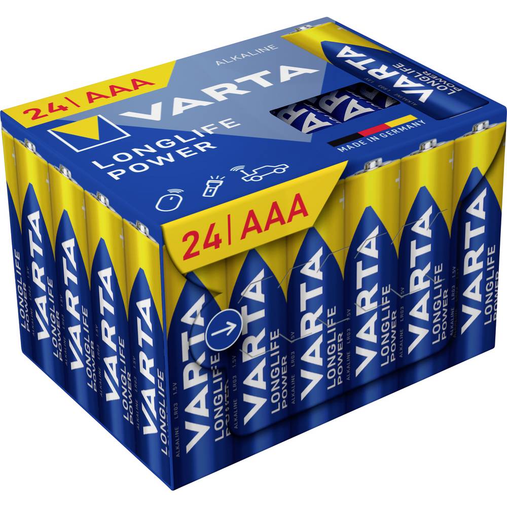 Varta Longlife Power AAA Cube Pack24 AAA batterij (potlood) Alkaline 1.5 V 24 stuk(s)