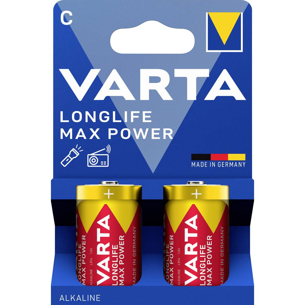 Varta Longlife Max Power C Blister 2 C batterij (baby) Alkaline 1.5 V 7800 mAh 2 stuk(s)