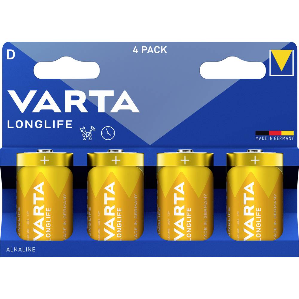 Varta Longlife D Blister 4 D batterij (mono) Alkaline 1.5 V 4 stuk(s)