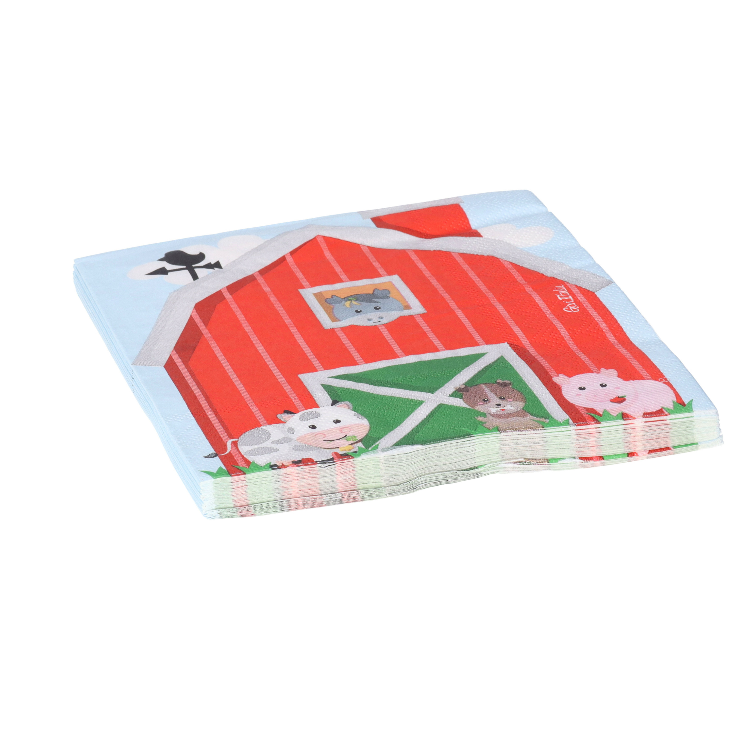 Givi Italia Feestservetten - 16x - boerderij dieren - kinderfeest - themafeest - 3 laags - 33 x 33 cm -