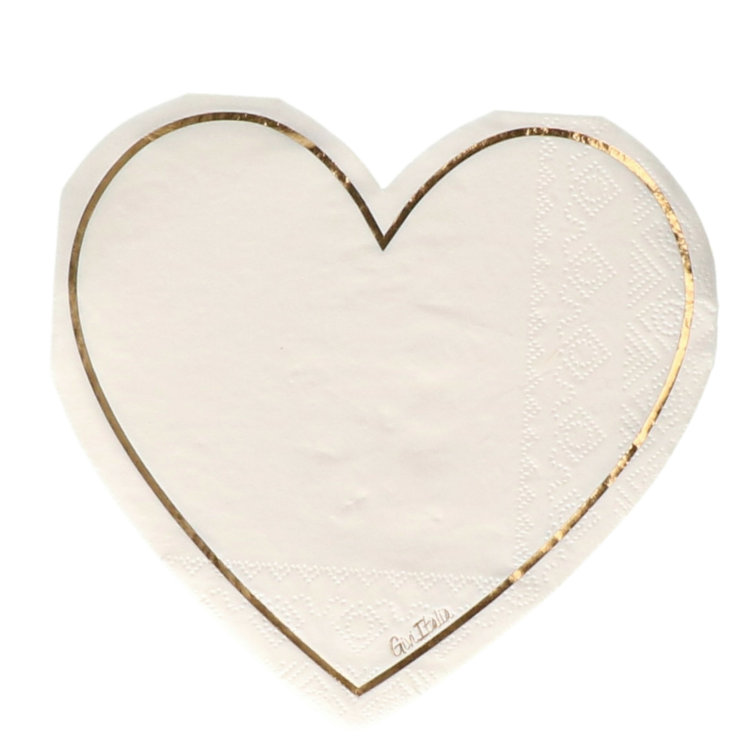 Givi Italia Feest servetten - 16x - hart - wit - 3 laags - 33 x 33 cm - Valentijn -