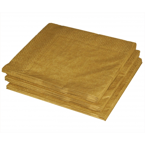 Merkloos 40x stuks gouden servetten 33 x 33 cm -