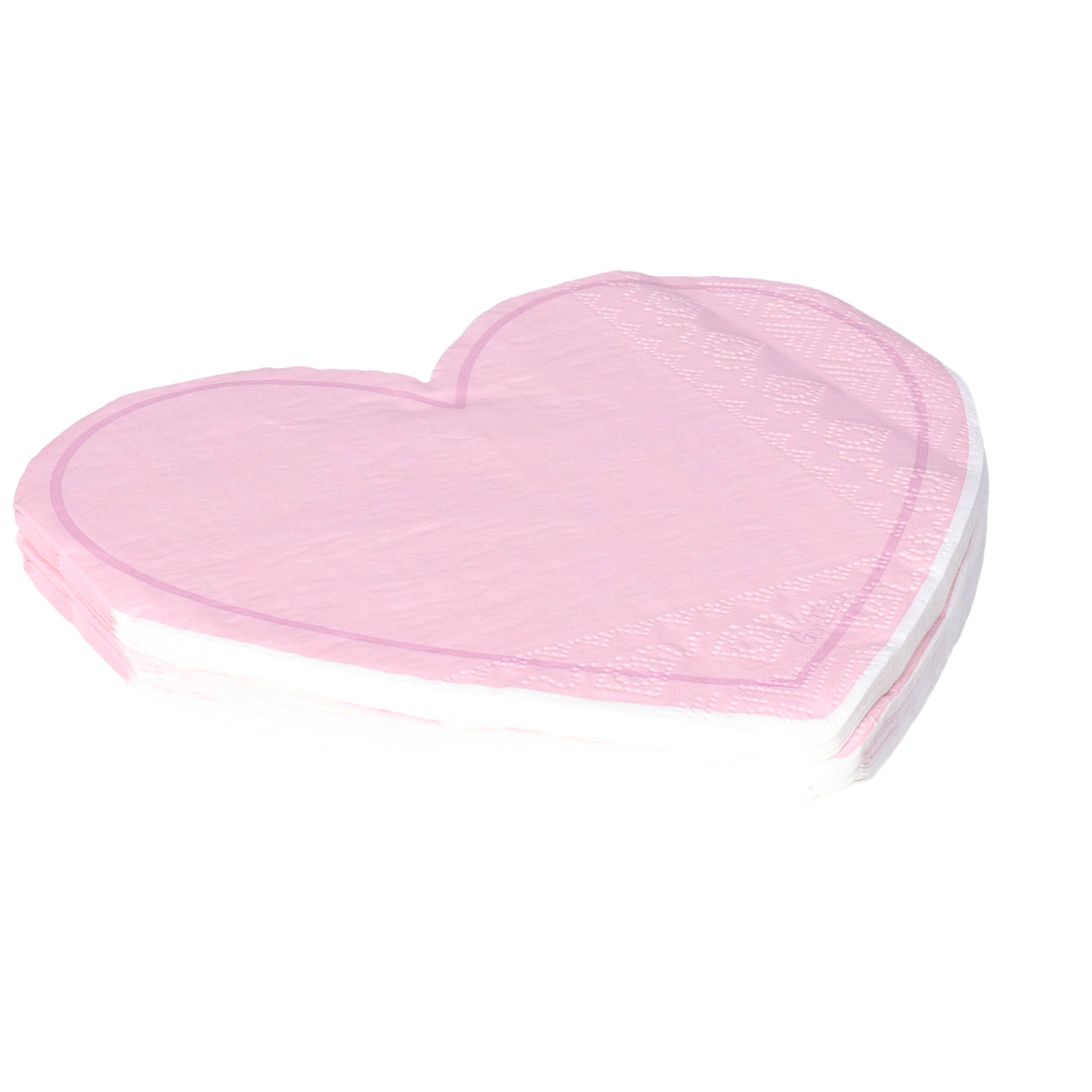 Givi Italia Feest servetten - 16x - hart - roze - 3 laags - 33 x 33 cm - Valentijn -