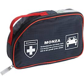 Verbanddoos MONZA, voor de auto, inhoud volgens DIN 13 164, B 250 x D 70 x H 150 mm, nylon, blauw-rood