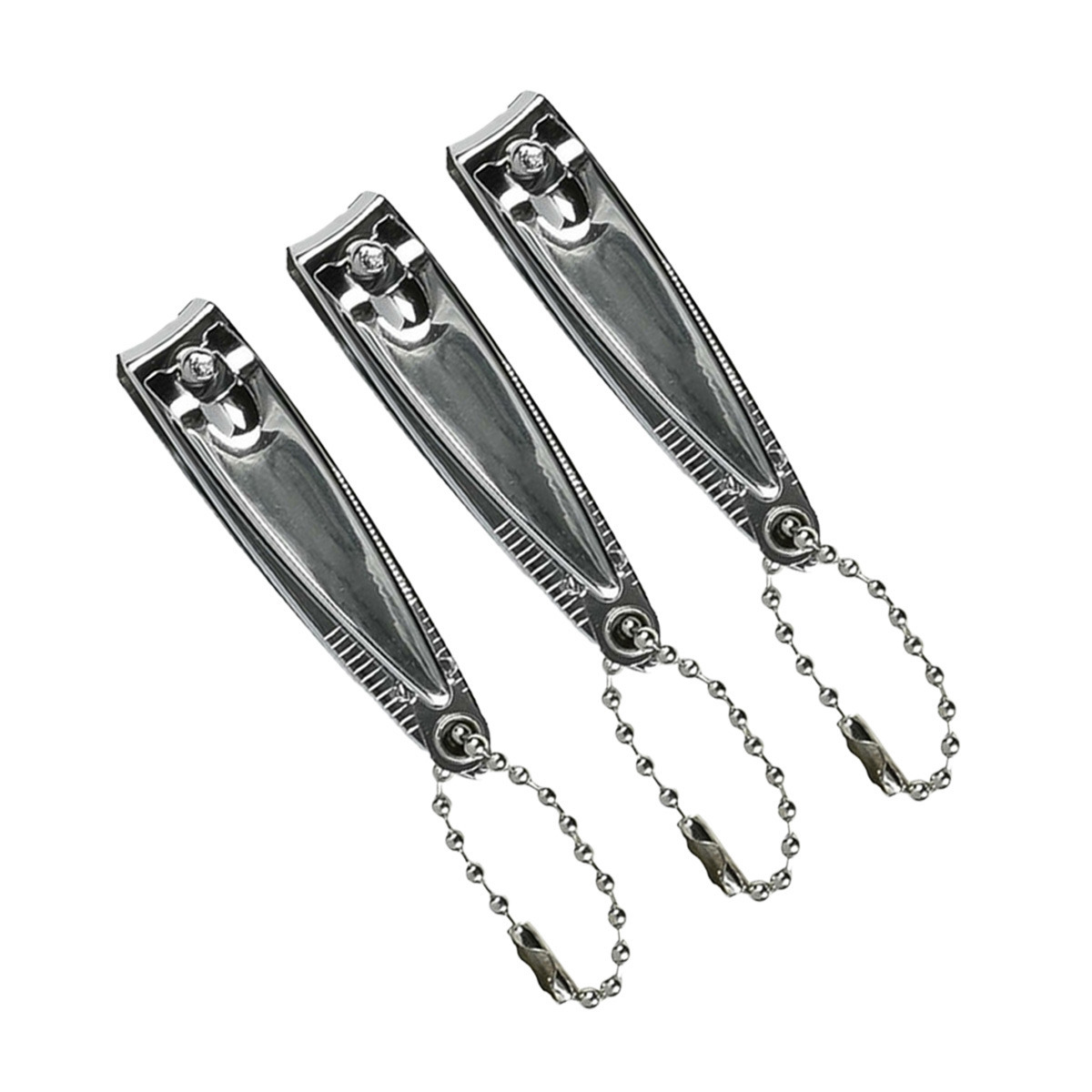Benson Care Nagelknipper - 3x - met vijl - metaal - zilver - aan ketting - 5 cm - nagel verzorging -