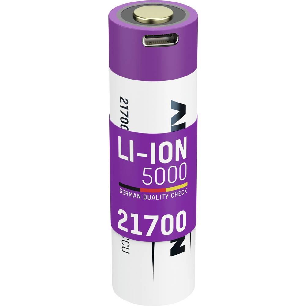 Ansmann Li-Ion Akku 21700 5000 mAh mit USB Typ-C Ladebuchse Oplaadbare AA batterij (penlite) Li-ion 4900 mAh 3.6 V 1 stuk(s)