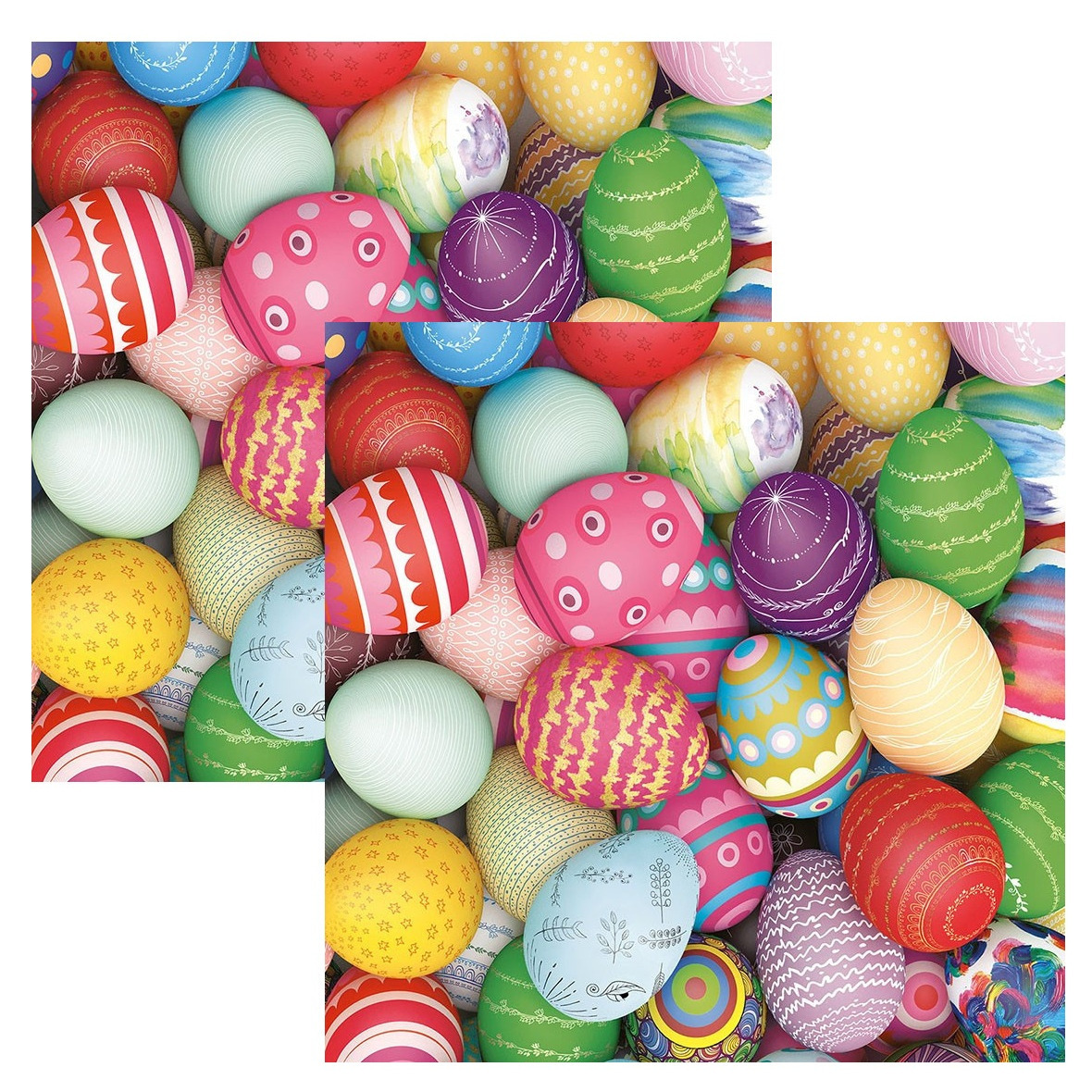 Ambiente Servetten Pasen thema - 40x - gekleurde eieren - 33 x 33 cm - papier - feestservetten -
