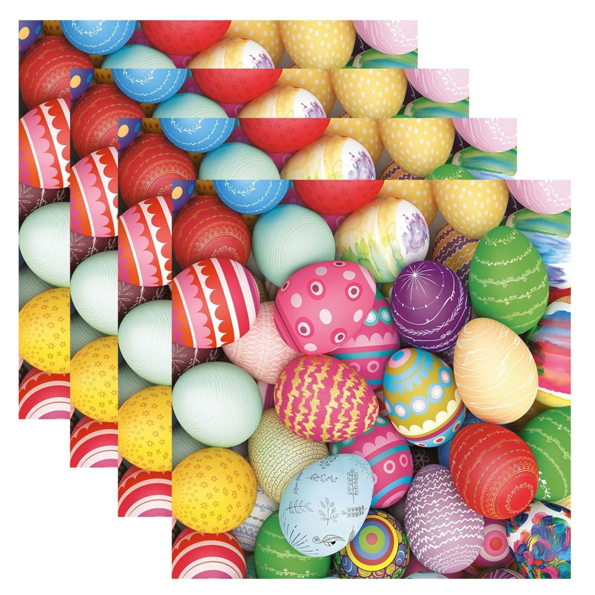 Ambiente Servetten Pasen thema - 80x - gekleurde eieren - 33 x 33 cm - papier - feestservetten -
