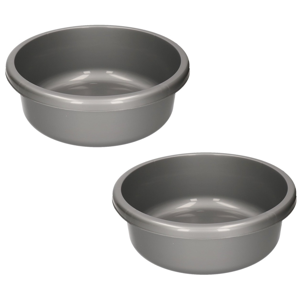 Merkloos 2x stuks ronde afwasteil grijs kunststof 9 liter -
