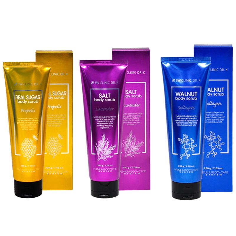 3w Clinic  3 soorten Dr.K bodyscrub: Echte suiker propolis/zout lavendel/walnootcollageen 200g (10 Opties) Sugar Propolis x 1PCS