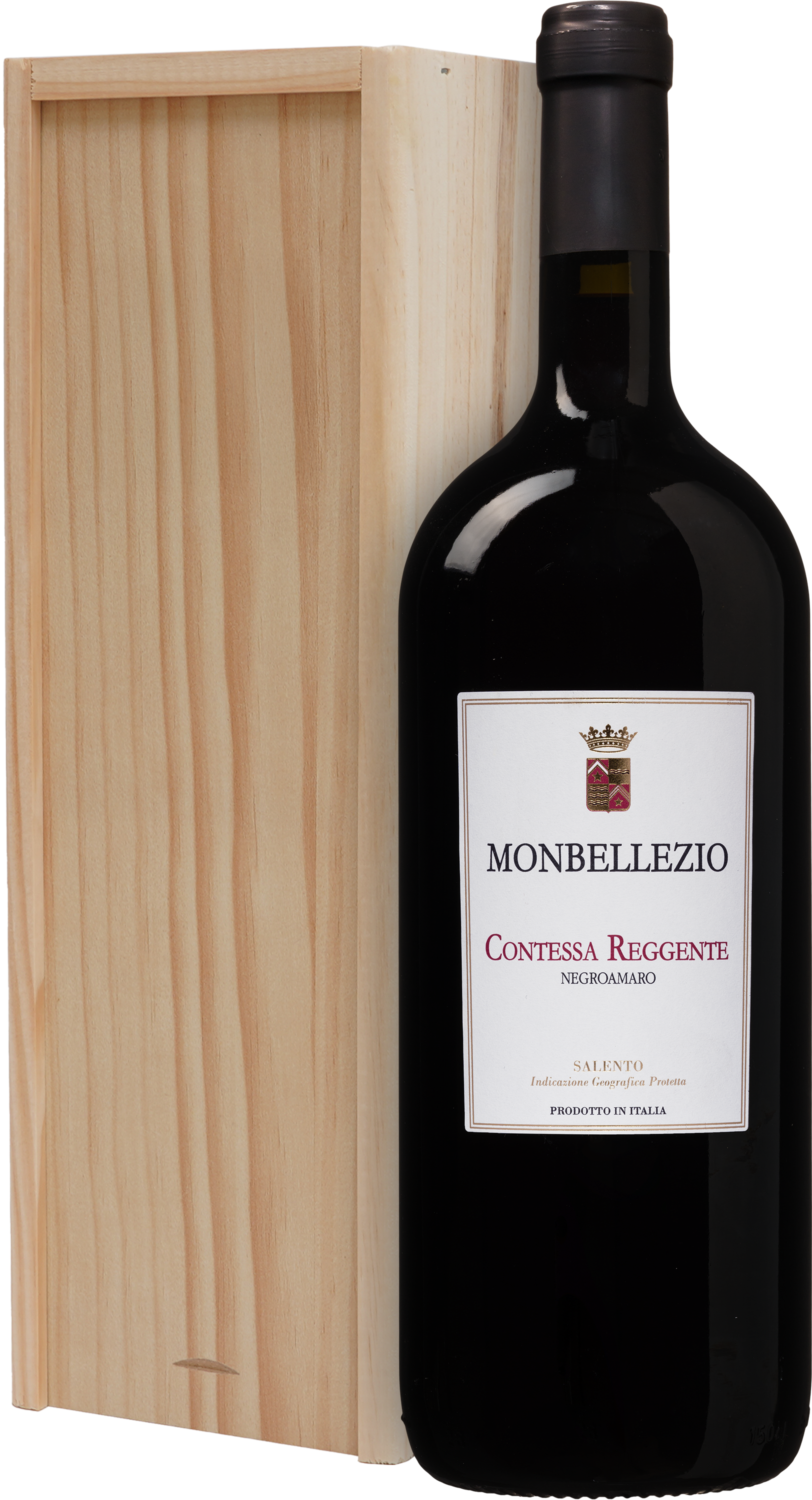 Wijnbeurs Monbellezio 'Contessa Reggente' Negroamaro Magnum op Kist