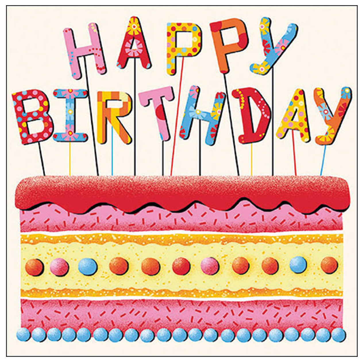 Ambiente Tafel diner/lunch servetten - happy birthday verjaardag taart - 33 x 33 cm - 20x stuks -