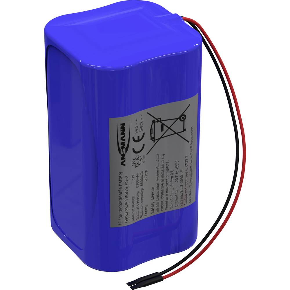 Ansmann 2S2P Accupack Aantal cellen: 4 Batterijgrootte: 18650 Kabel Li-ion 7.2 V 6700 mAh