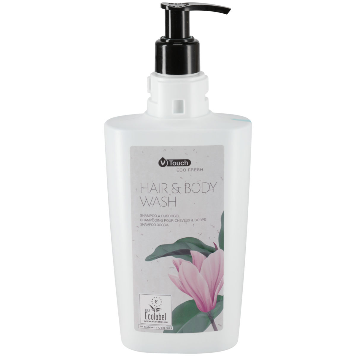 V-Touch Shampoo en douchegel Eco Fresh 2 in 1; 400 ml; lichtblauw; 24 stuk / verpakking
