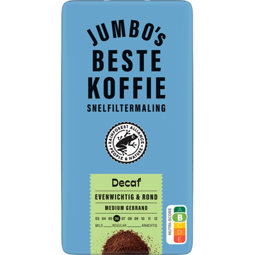 Jumbo's umbo's Beste Koffie Snelfiltermaling Decaf 250 g