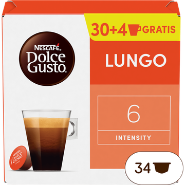 Nescafe escafe Dolce Gusto Lungo Capsules 30+4 Gratis bij Jumbo