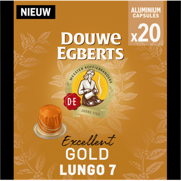 Douwe Egberts ouwe Egberts Excellent Gold Lungo 7 Gemalen Koffie 20 Capsules 104 g bij Jumbo