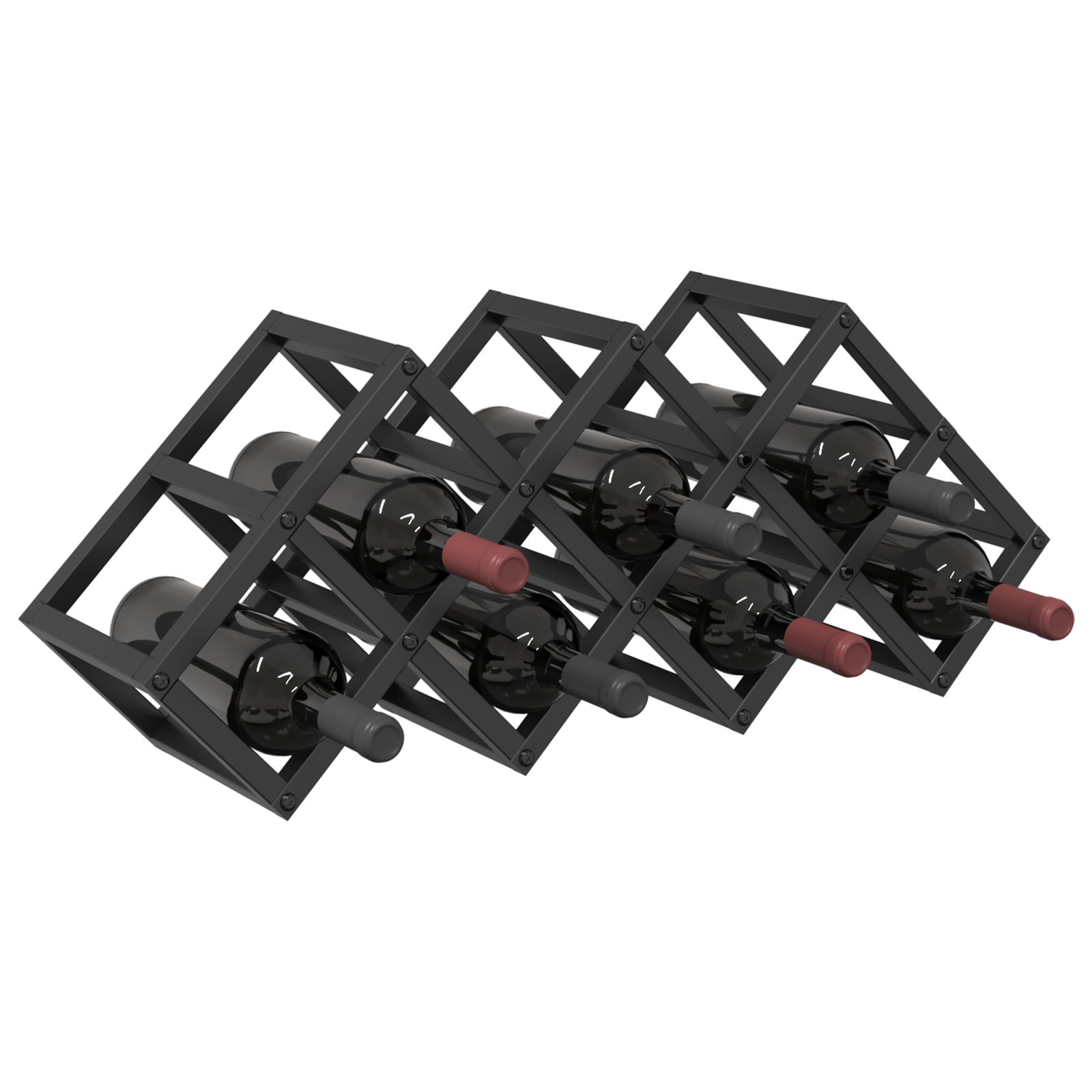 vidaXL Wijnrek voor 9 Flessen - 63 x 16,5 x 25 cm - Poedercoated Staal