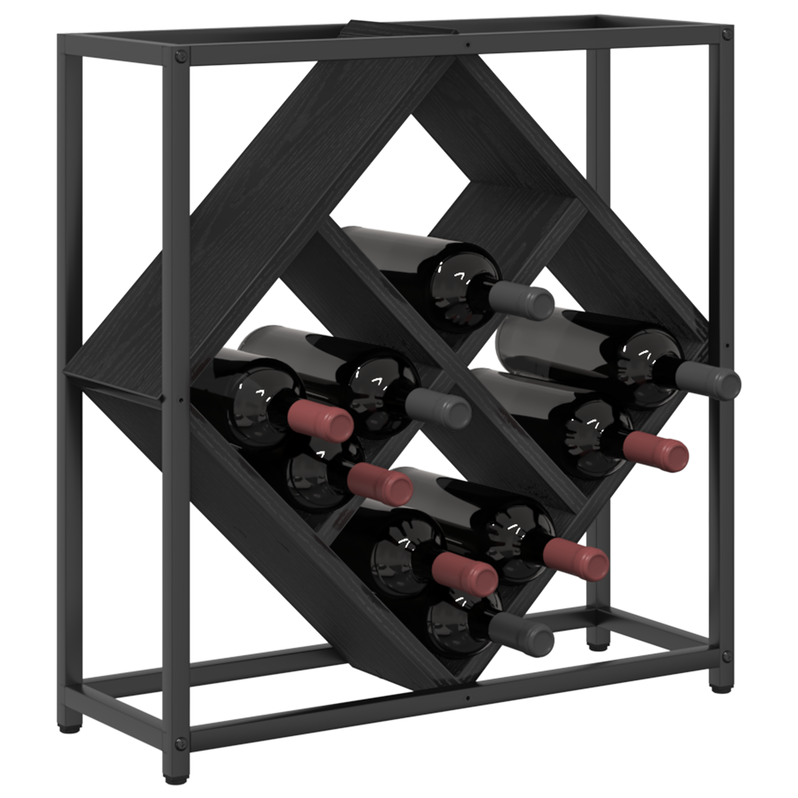 vidaXL Wijnrek 51x18x52,5 cm bewerkt hout zwart eikenkleurig