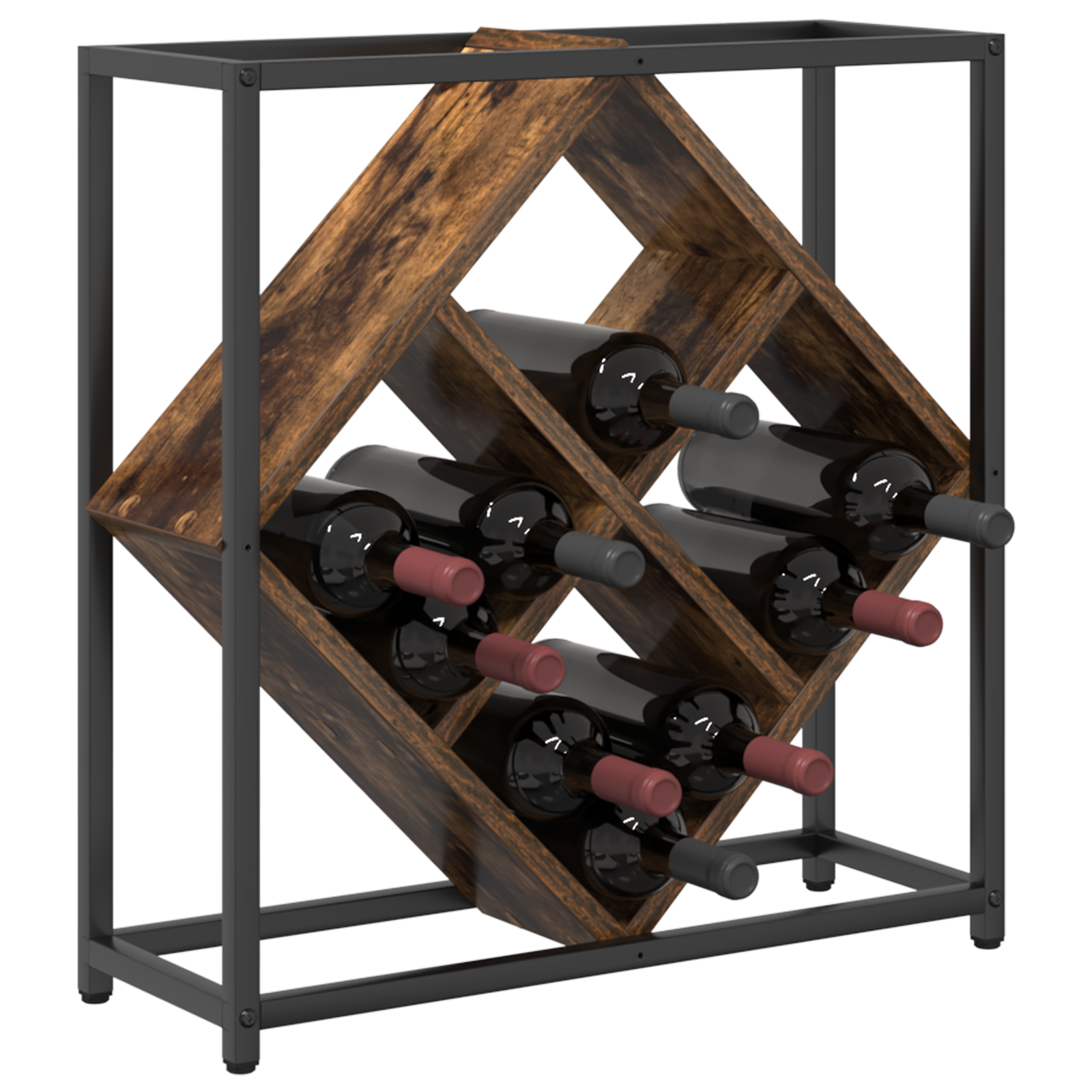 vidaXL Wijnrek 51x18x52,5 cm bewerkt hout gerookt eikenkleurig
