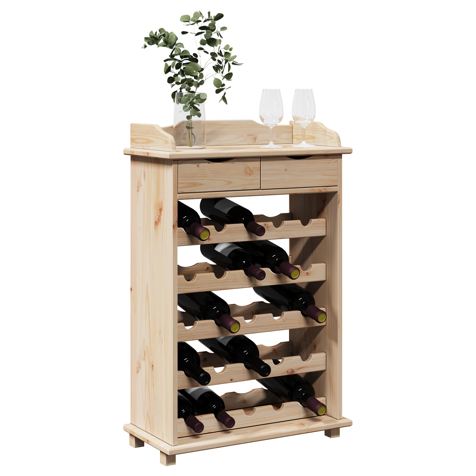 vidaXL Wijnrek 90x60x30 cm Massief Hout Van Den