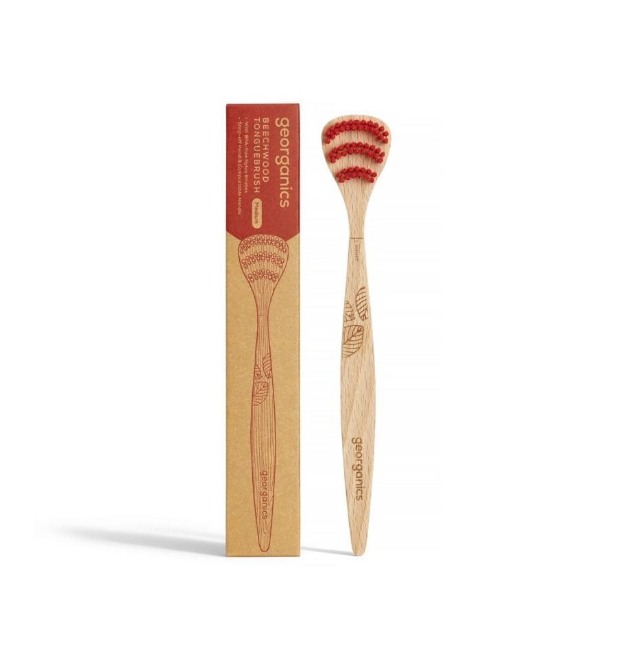 Georganics Tongue brush medium beechwood