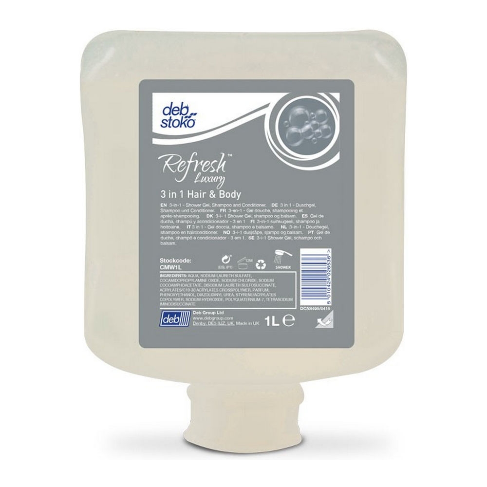 DEB Refresh Luxury 3-in-1 Hair&Body Wash 6 x 1 liter