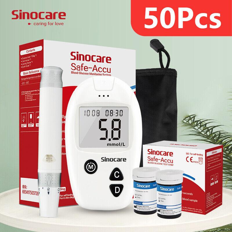 Sinocare Safe-Accu bloedglucosemeter met 50 teststrips Diabetestestkit in mmol/l of mg/dl kit 50 - mg/dL