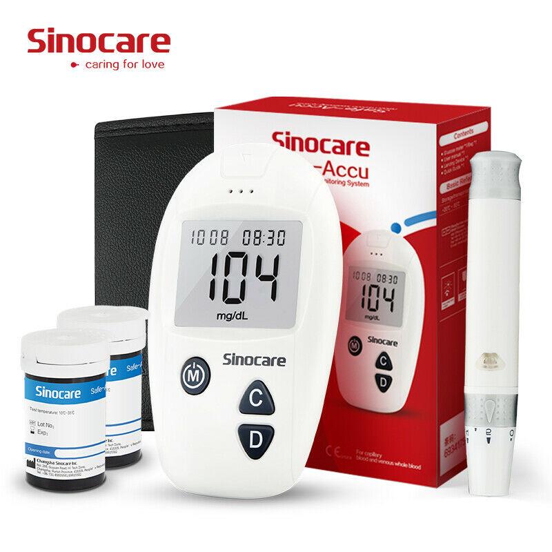 Sinocare Safe-Accu-bloedglucosemeter met 200 teststrips Diabetestestkit Mmol/L of Mg/dL kit 200 - mg/dL