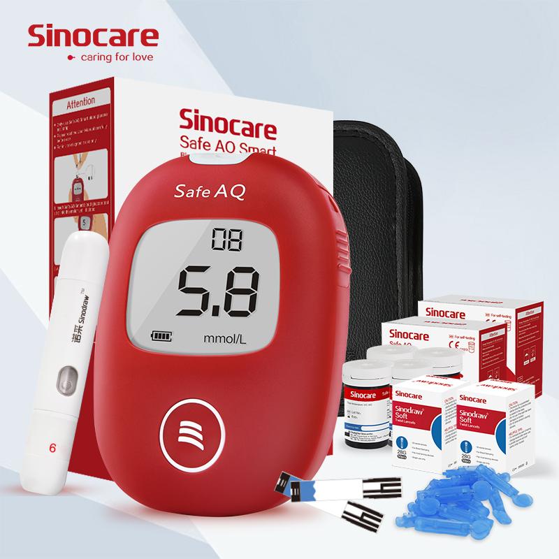 Sinocare Safe-AQ slimme bloedglucosemeter bloedsuikerspiegel met 100 teststrips diabetestestkit in mmol/l of mg/dl kit 100 - mg/dL