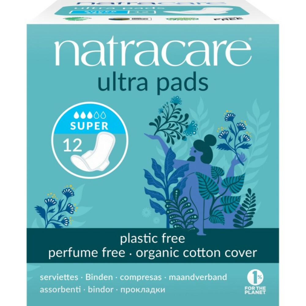 Natracare 3x  Maandverband Ultra Pads Super met Vleugels 12 stuks