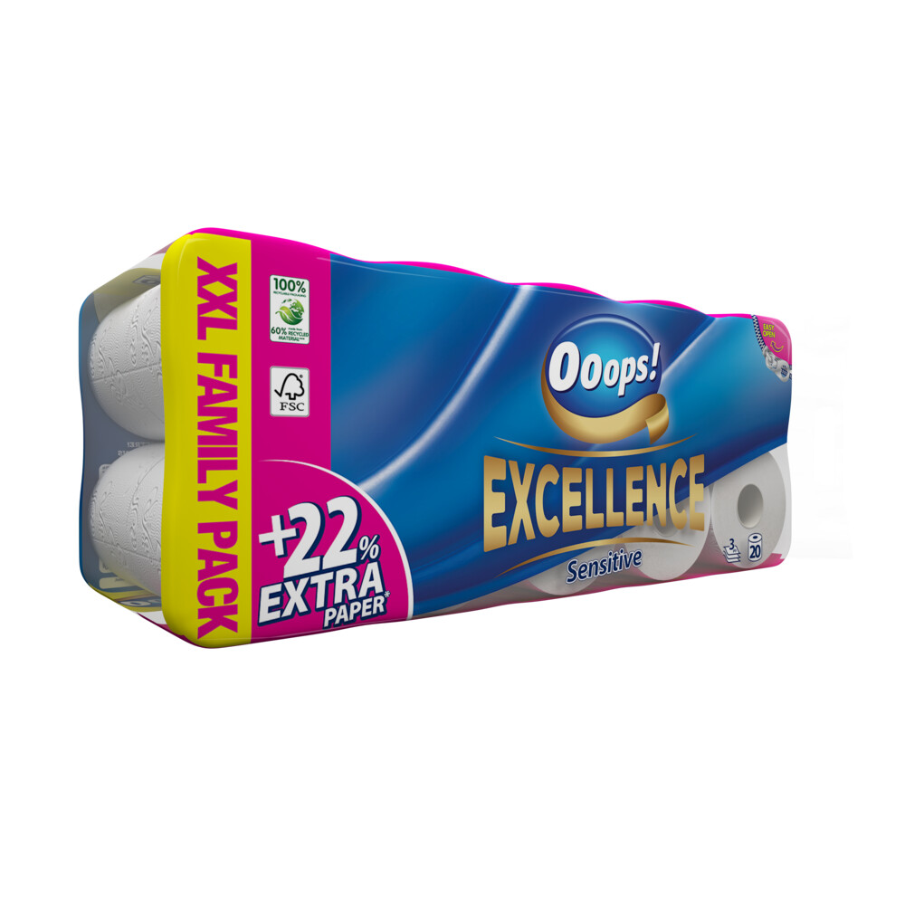 Ooops! Toiletpapier Excellence Sensitive 3-laags 20 stuks