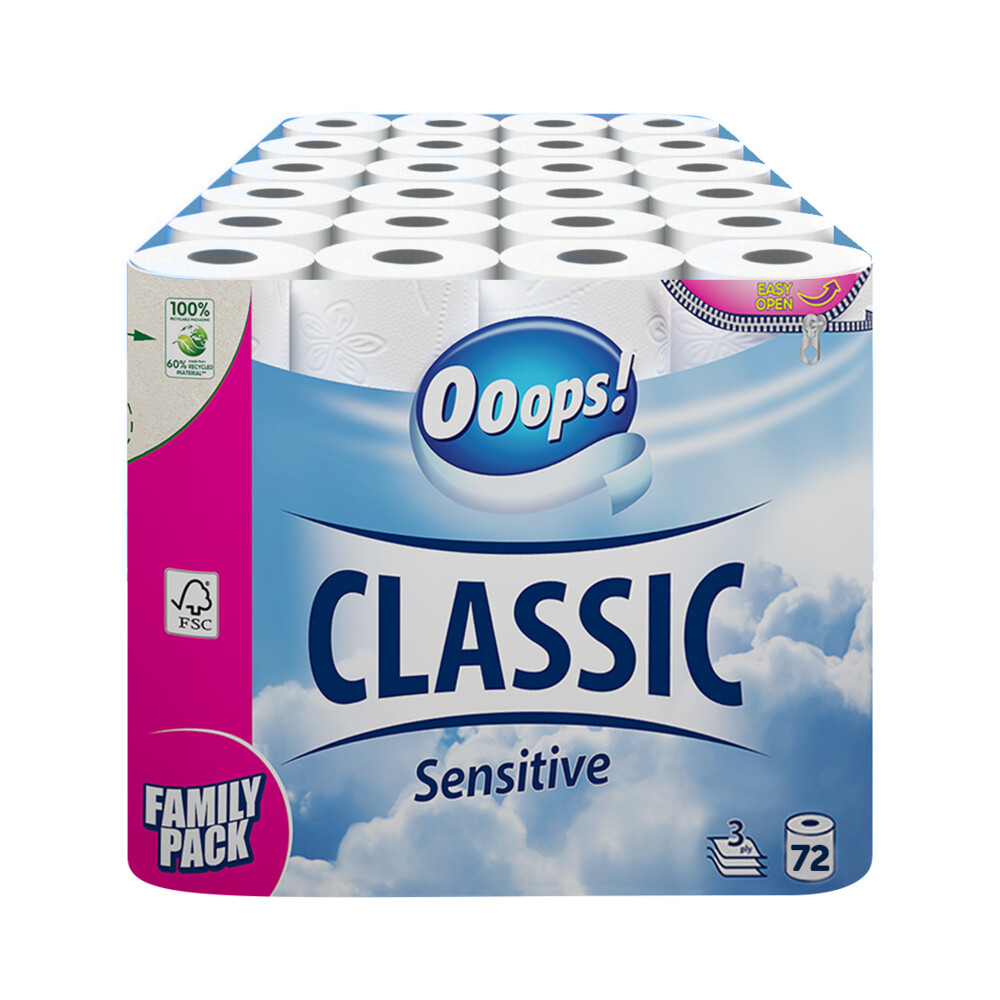 Ooops! 3x  Toiletpapier Classic Sensitive 3-laags 24 stuks