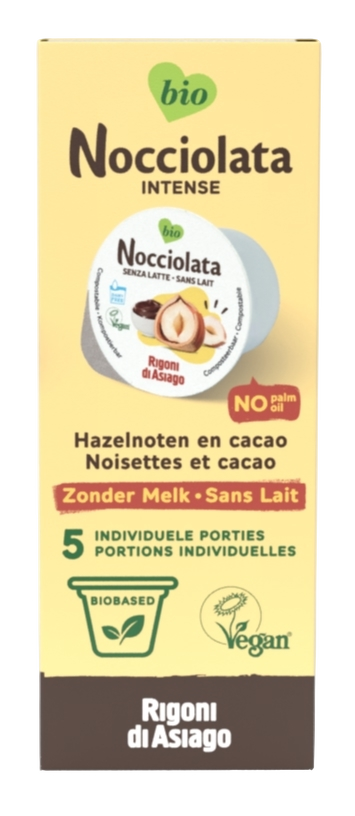 Nocciolata Intens Hazelnoten en Cacao Cups Zonder Melk Bio