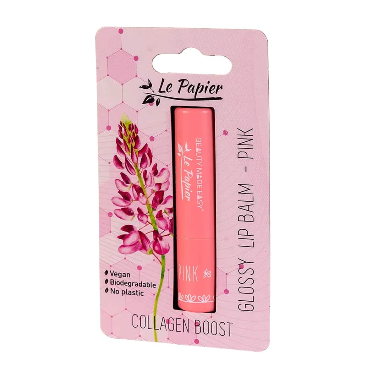 Beauty Made Easy Glossy Lip Balm with Collagen Pink