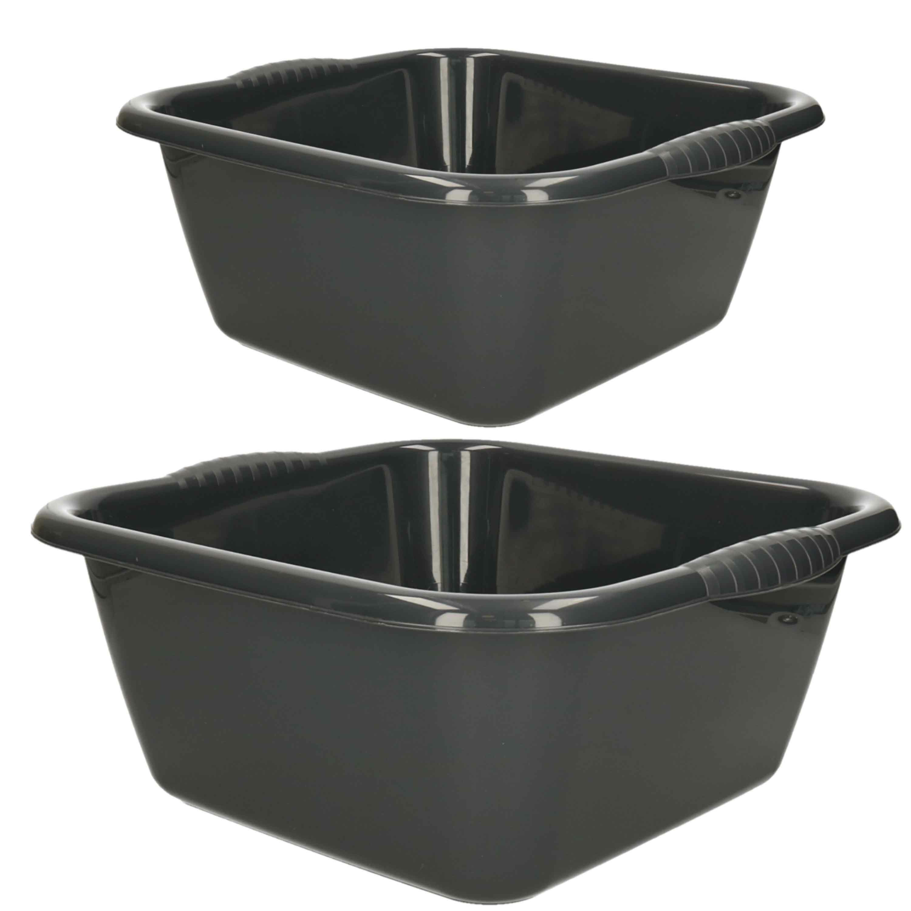 Forte Plastics Afwasbak teil - set van 2 formaten - 10 en 20 liter - antraciet - kunststof -