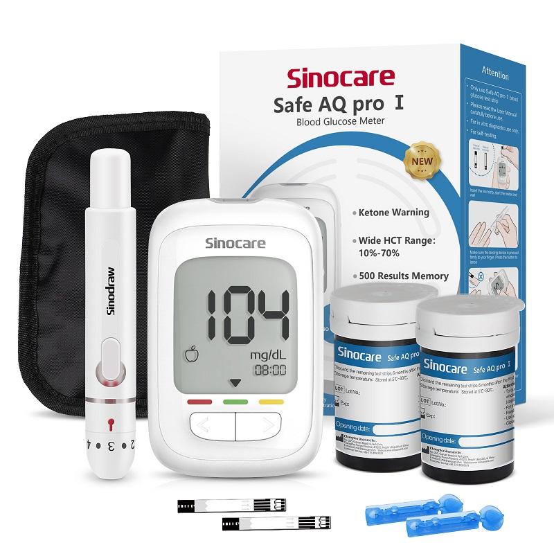 Sinocare Safe AQ Pro I Model Diabetes Bloedglucosemeter Bloedsuikermeter met 50/100/200 strips Bloedketonenwaarschuwing kit 50 - mg/dL