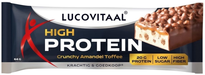 Lucovitaal Protein high reep crunchy amandel toffee 1st