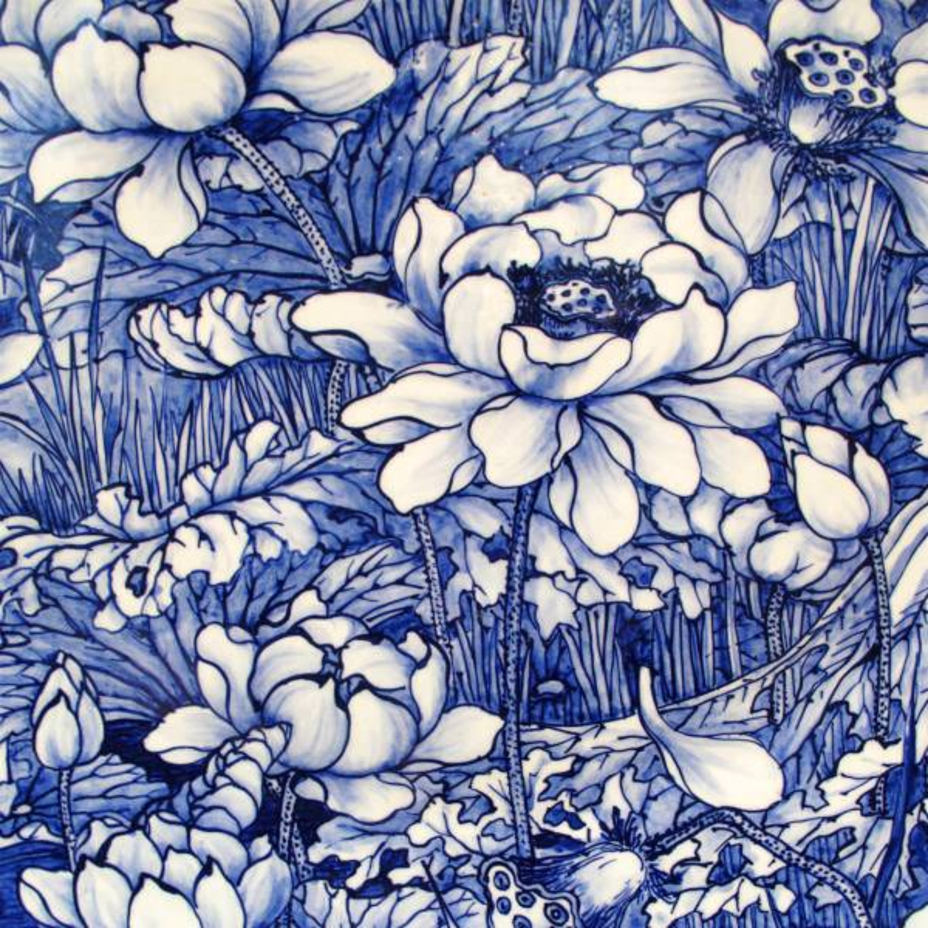 Paperdesign Servetten Delfs blauw - 20x - 33 x 33 cm - bloemen -
