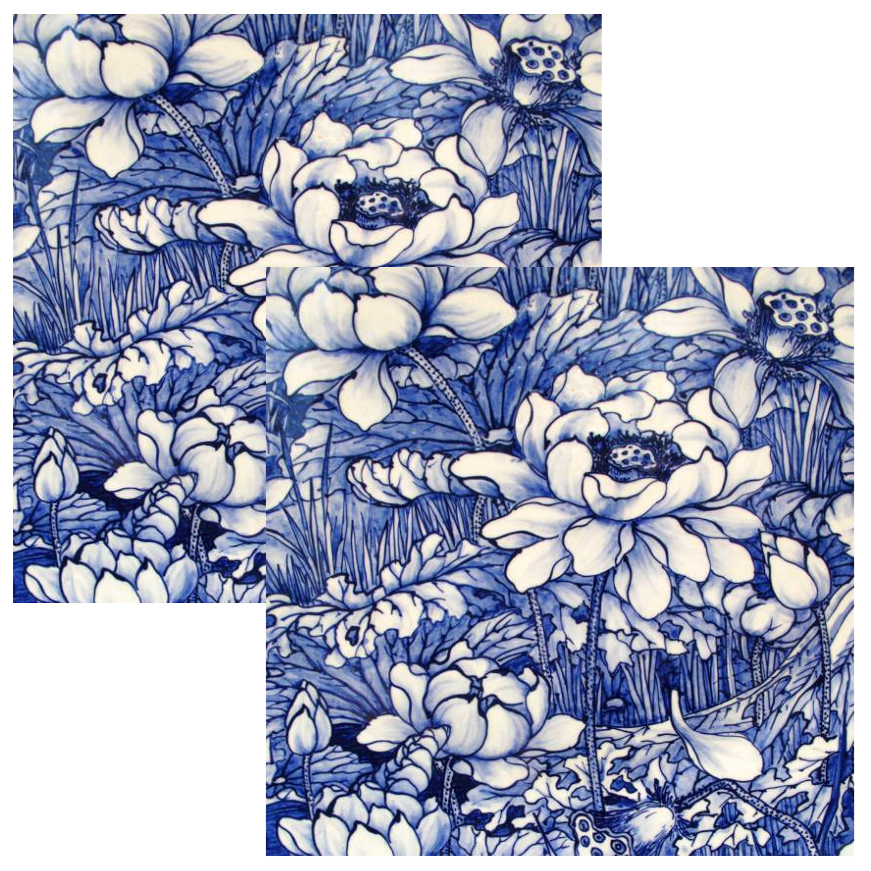 Paperdesign Servetten Delfs blauw - 40x stuks - 3 laags - 33 x 33 cm - bloemen -