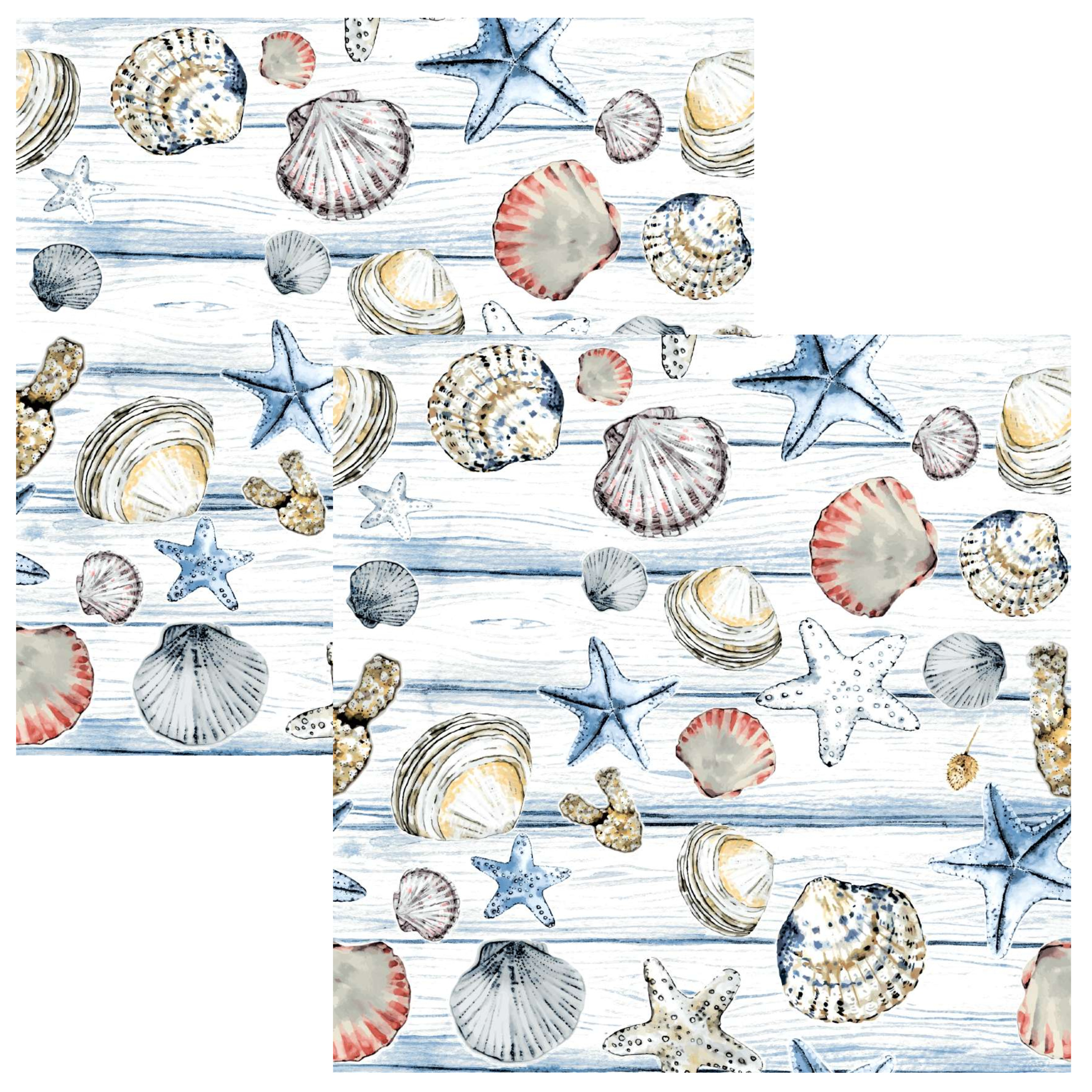 Paperdesign Servetten Schelpen - 40x stuks - 3 laags - 33 x 33 cm - maritiem - seafood -