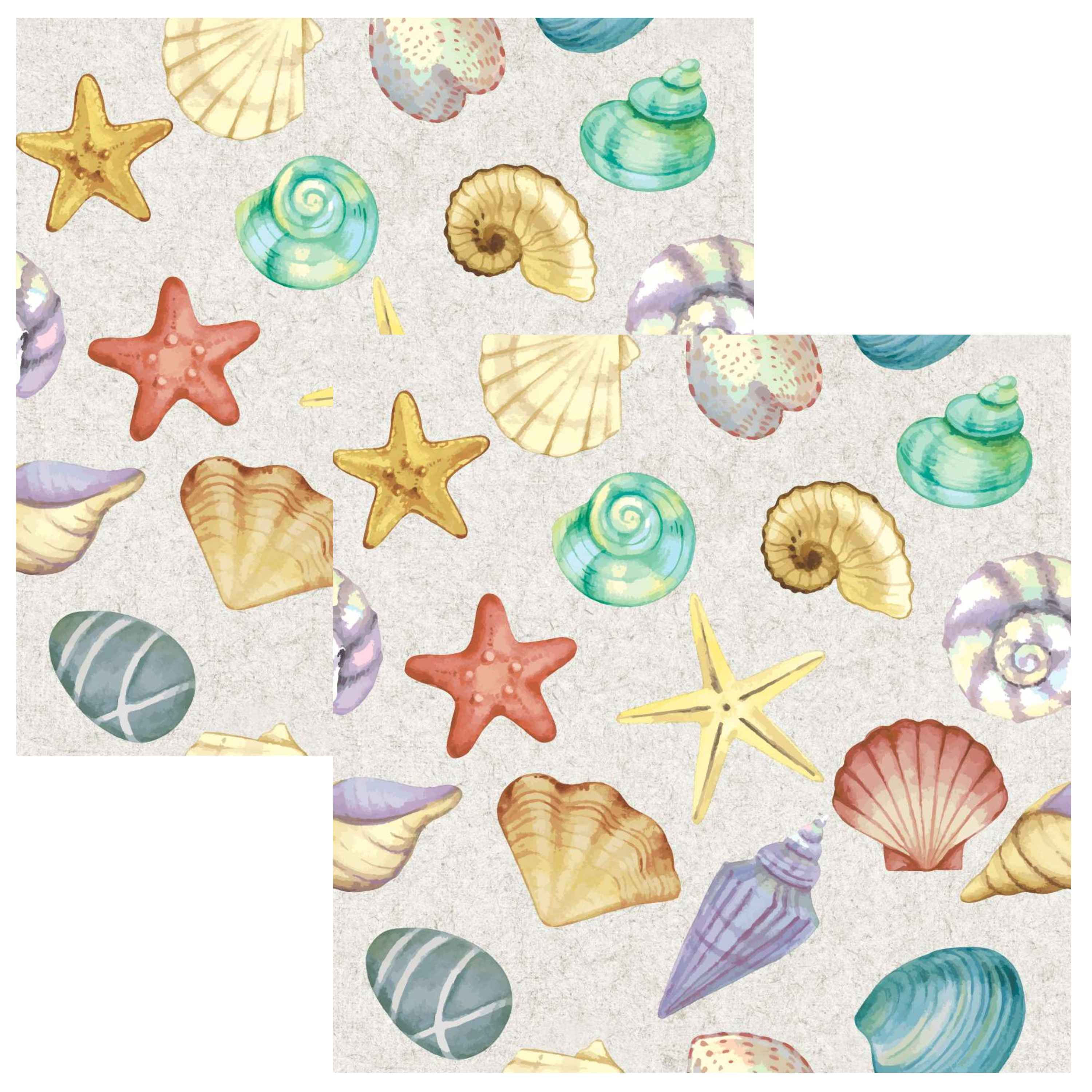 Paperdesign Servetten Seafood - 40x stuks - 3 laags - 33 x 33 cm - zeemeermin -