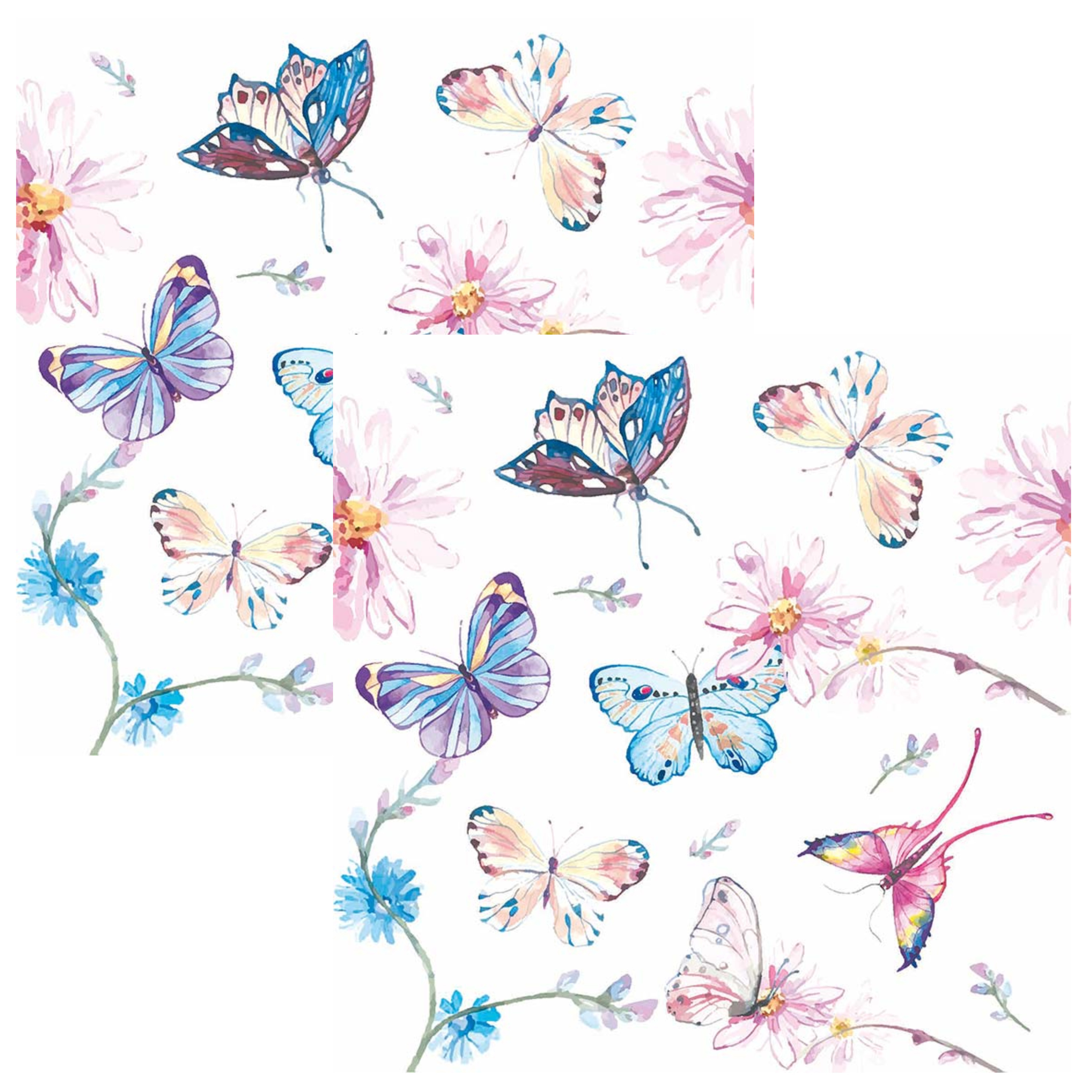 Paperdesign Servetten Vlinders - 40x stuks - 3 laags - 33 x 33 cm - bloemen - lentefeest -