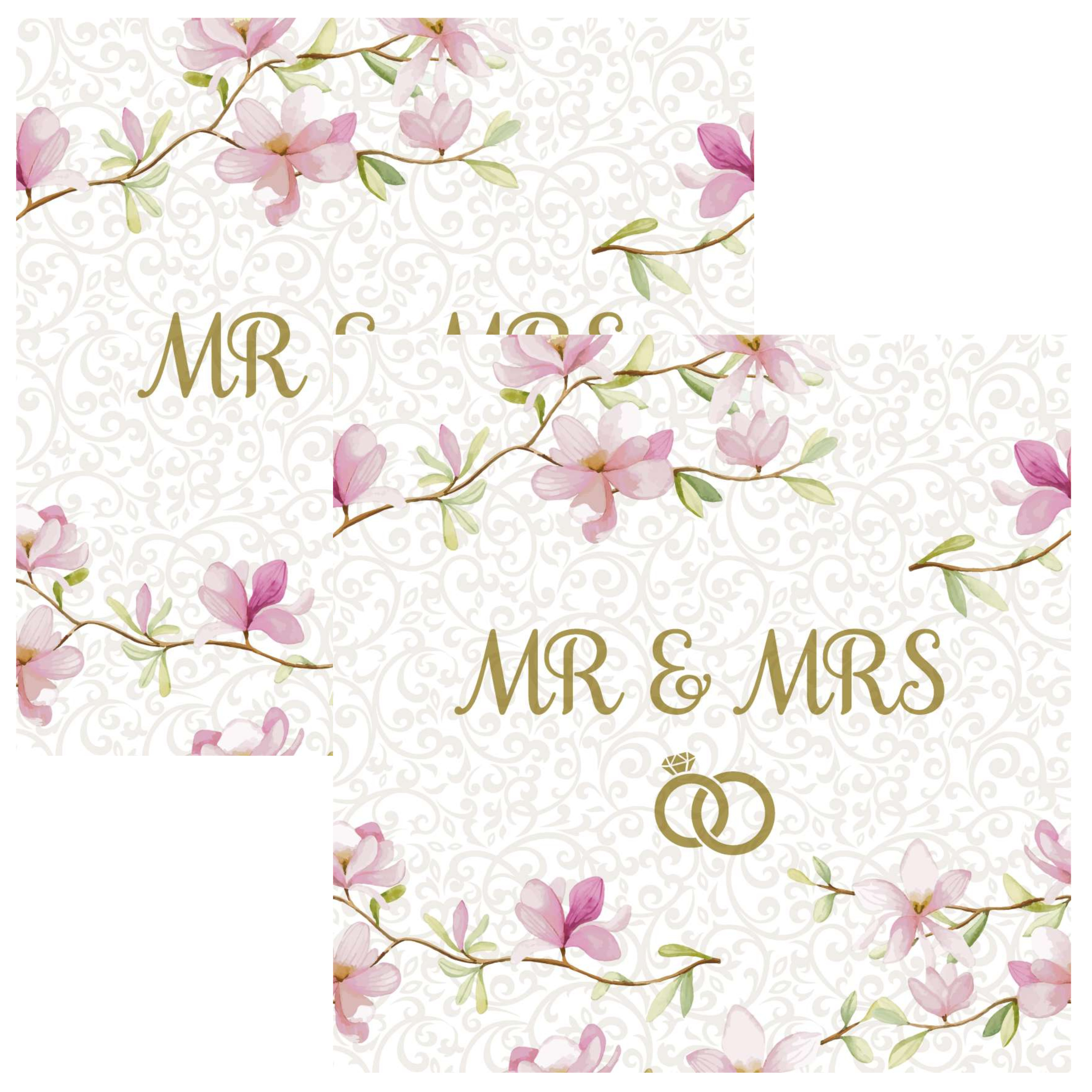 Paperdesign Servetten Huwelijk - 100x stuks - 3 laags - 33 x 33 cm - bruiloft -
