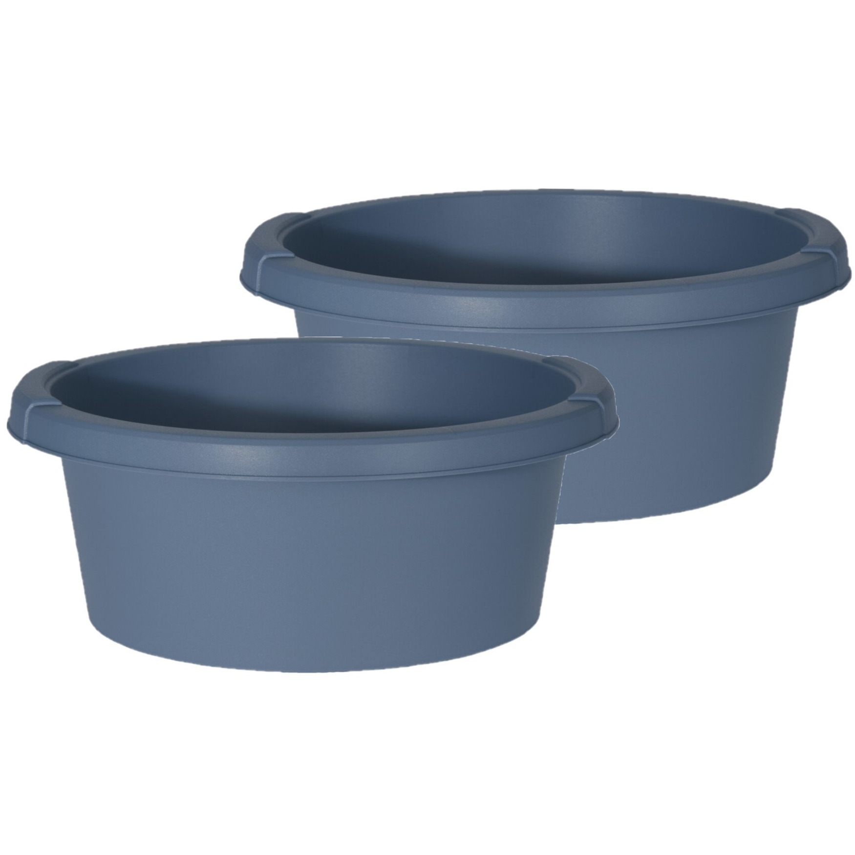 Excellent Houseware afwasteil/afwasbak - Set van 2x stuks - blauw - rond - kunststof - 6 liter -