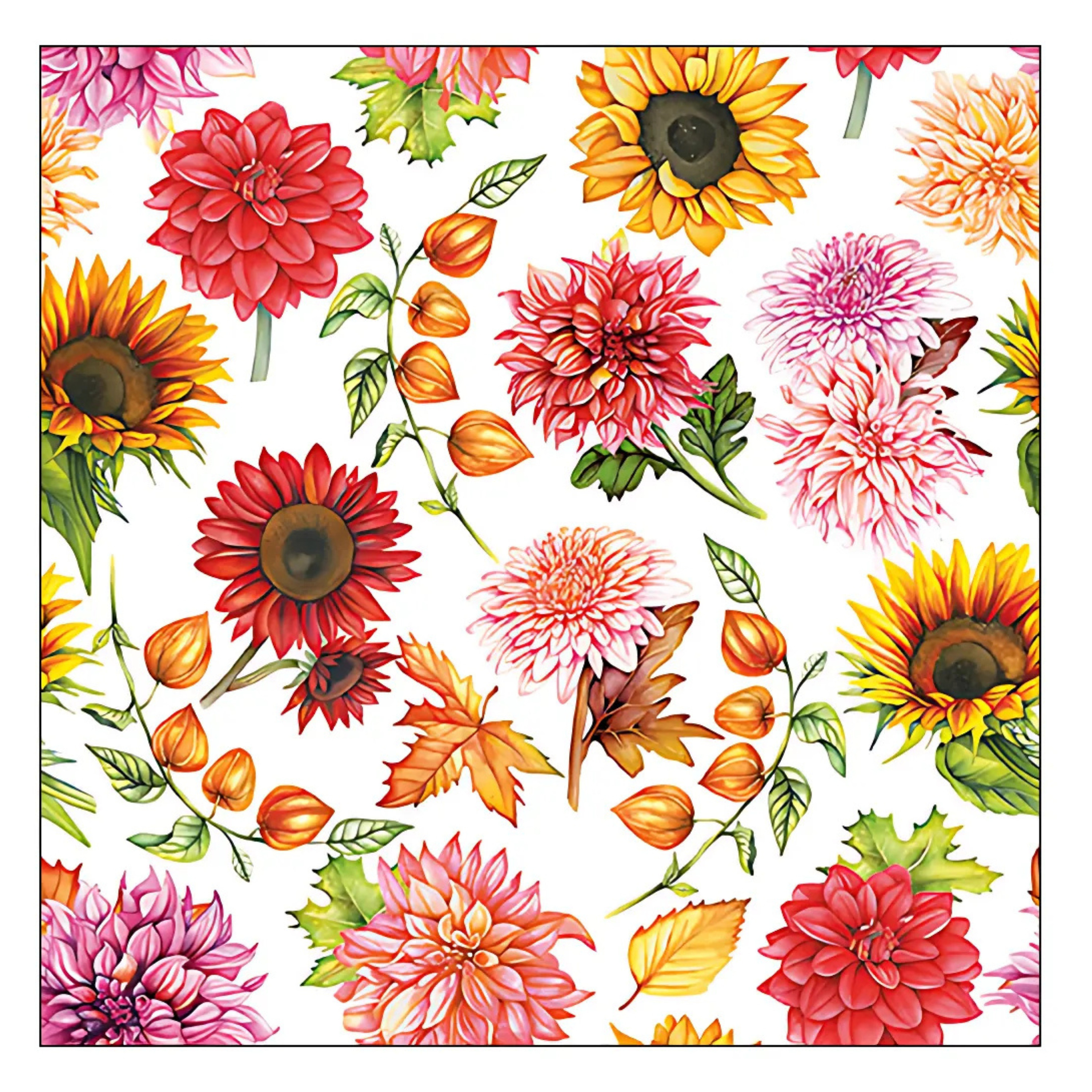 Ambiente Servetten bloemen thema - 20x stuks - 3 laags - 33 x 33 cm -Lente/Herfst -
