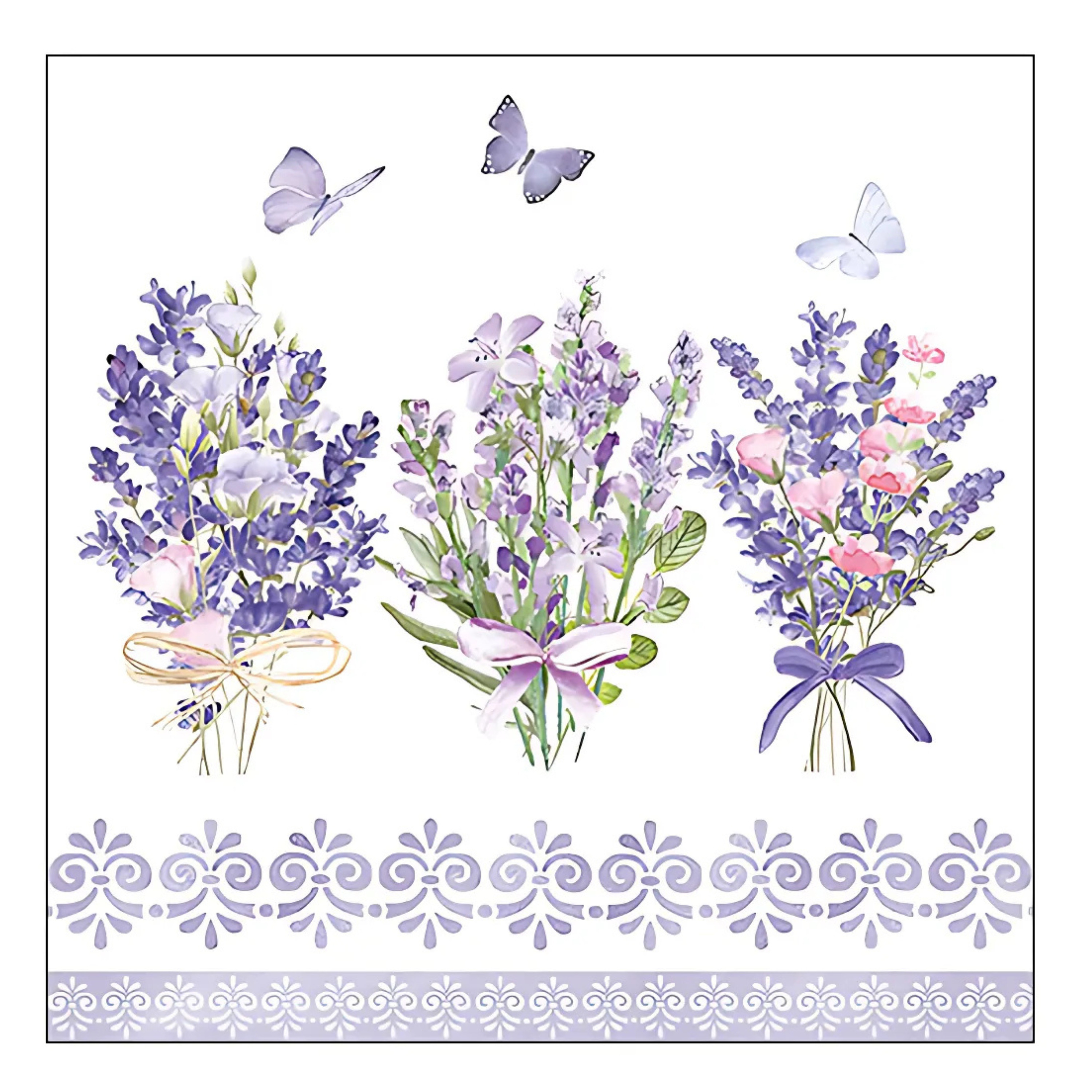 Ambiente Servetten Lavendel - 20x stuks - 3 laags - 33 x 33 cm - bloemen thema -